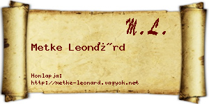 Metke Leonárd névjegykártya